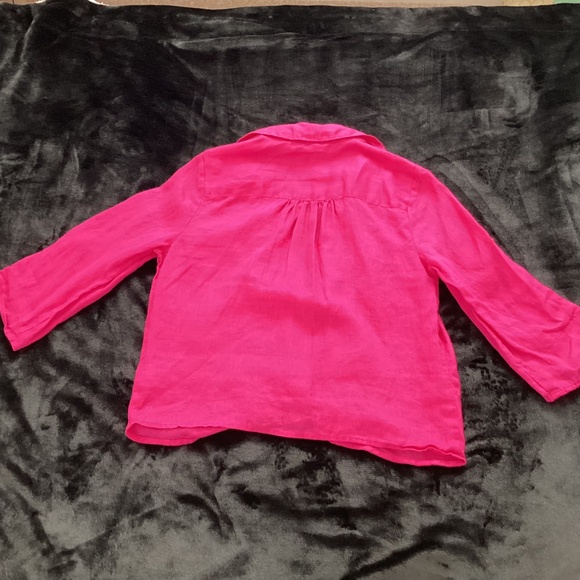 INC. women’s, magenta, linen, twist-hem, button down, sz M, blouse - Picture 2 of 12